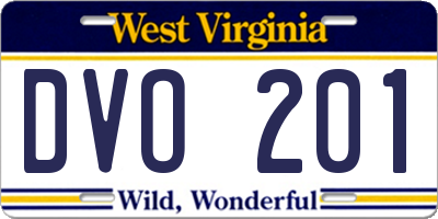 WV license plate DVO201