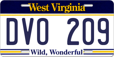 WV license plate DVO209