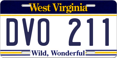 WV license plate DVO211