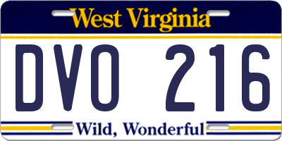 WV license plate DVO216