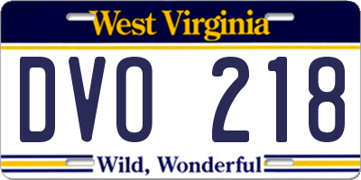 WV license plate DVO218