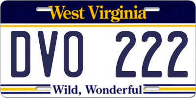 WV license plate DVO222