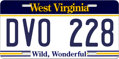 WV license plate DVO228