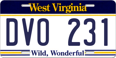 WV license plate DVO231