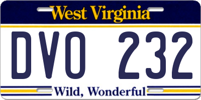 WV license plate DVO232
