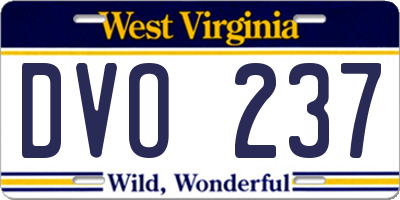 WV license plate DVO237