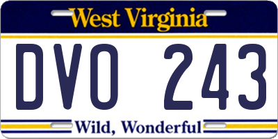 WV license plate DVO243
