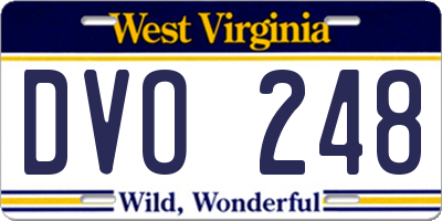 WV license plate DVO248
