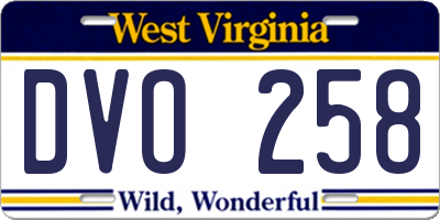 WV license plate DVO258