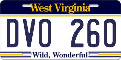 WV license plate DVO260