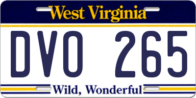 WV license plate DVO265
