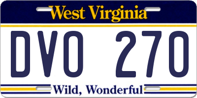 WV license plate DVO270