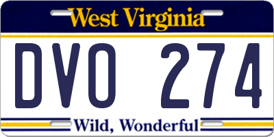 WV license plate DVO274