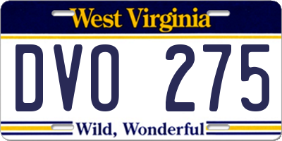WV license plate DVO275