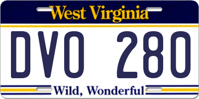 WV license plate DVO280