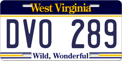 WV license plate DVO289