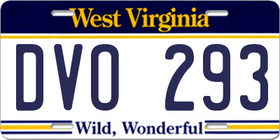 WV license plate DVO293