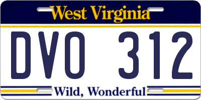 WV license plate DVO312