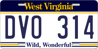 WV license plate DVO314