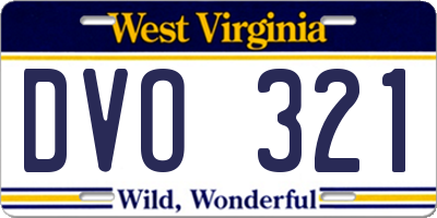 WV license plate DVO321