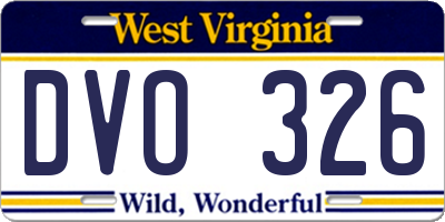 WV license plate DVO326