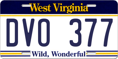 WV license plate DVO377