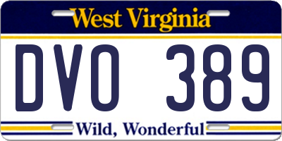 WV license plate DVO389