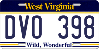 WV license plate DVO398