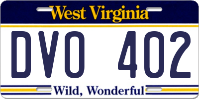 WV license plate DVO402