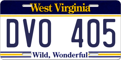 WV license plate DVO405