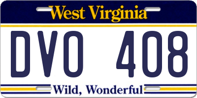 WV license plate DVO408
