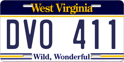 WV license plate DVO411