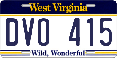 WV license plate DVO415