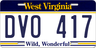 WV license plate DVO417