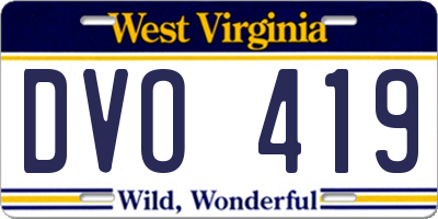 WV license plate DVO419