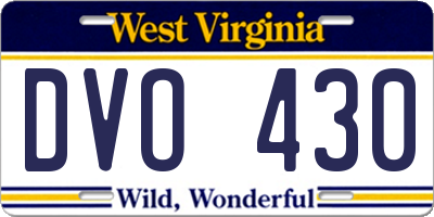 WV license plate DVO430