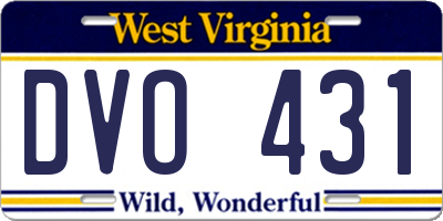 WV license plate DVO431