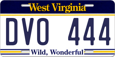 WV license plate DVO444