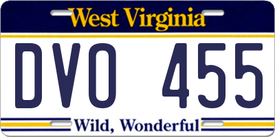 WV license plate DVO455