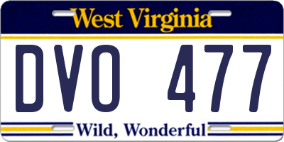 WV license plate DVO477