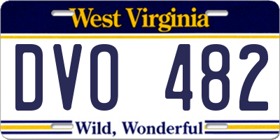 WV license plate DVO482