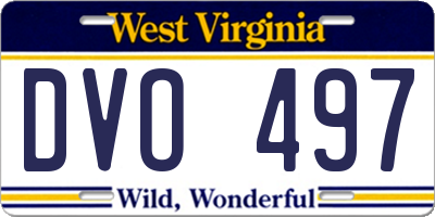 WV license plate DVO497
