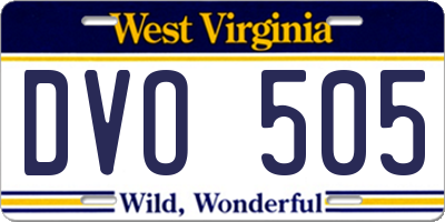 WV license plate DVO505