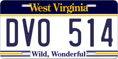 WV license plate DVO514
