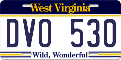 WV license plate DVO530