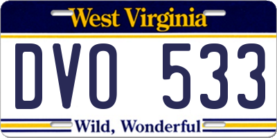 WV license plate DVO533