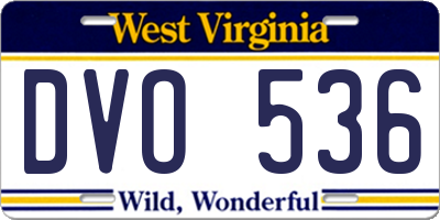WV license plate DVO536