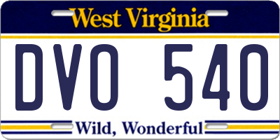 WV license plate DVO540