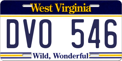 WV license plate DVO546