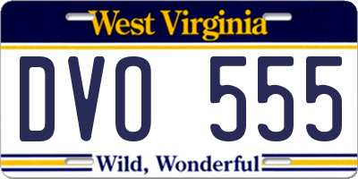 WV license plate DVO555